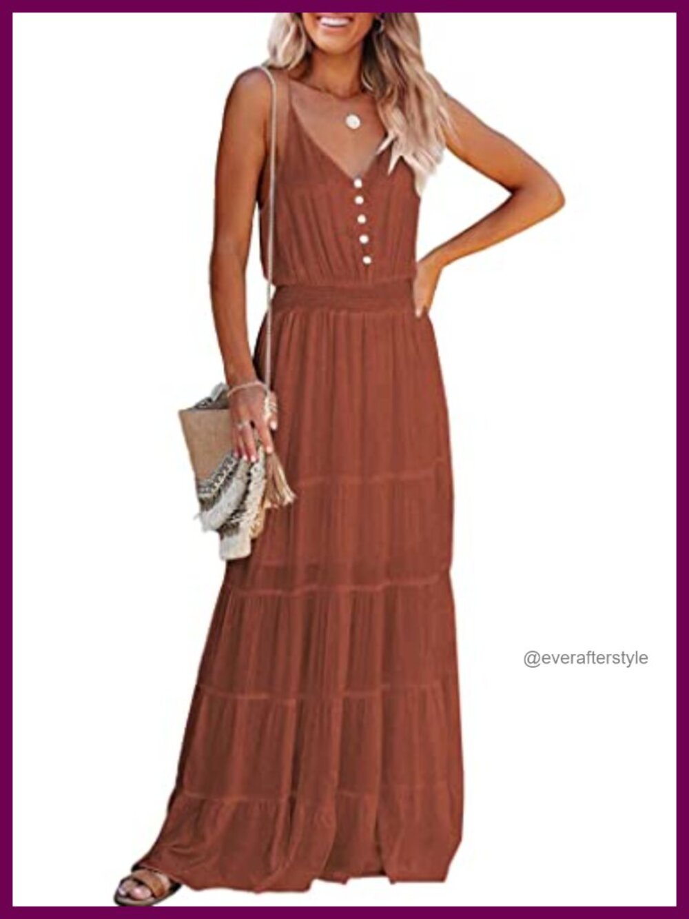 Spaghetti Strap V-Neck Tiered Chiffon Maxi Summer Dress